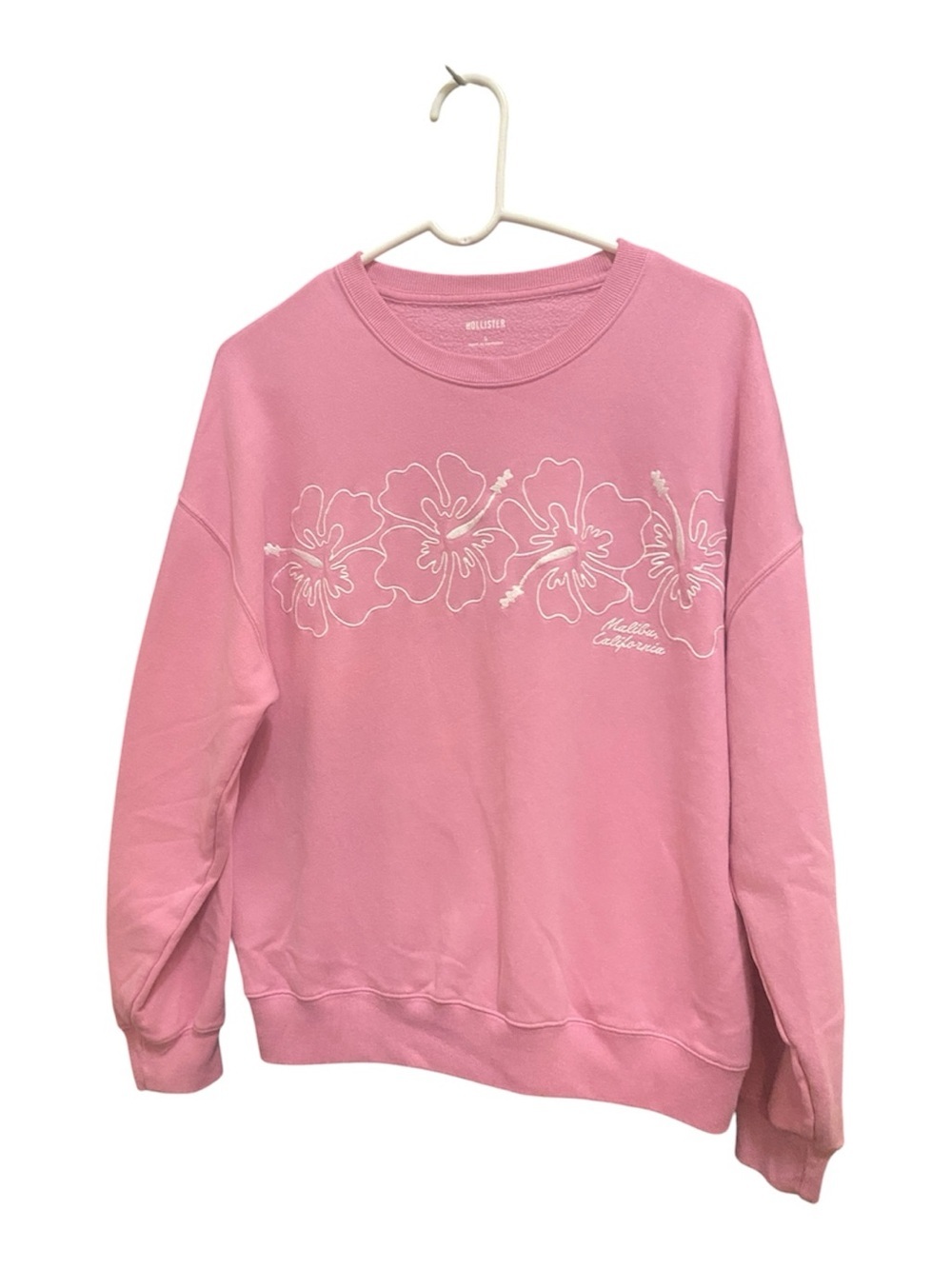 Malibu Pink Floral-Outline Oversized Crew Sweatshirt size small - Picture 10 of 10